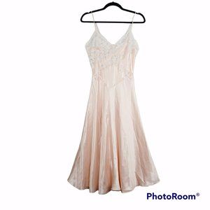 Victorias Secret Gold Tag Peach Floral Scallop Long Gown Lingerie Women Size P